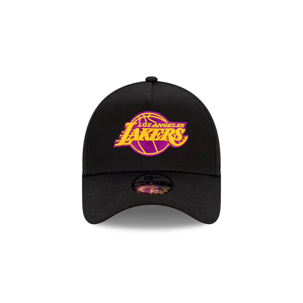 LA Lakers Hat - Black Passionfruit 9Forty A-Frame NBA Snapback Cap - New Era